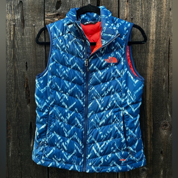 The North Face Goose Down Blue Orange Winter Puffer Vest